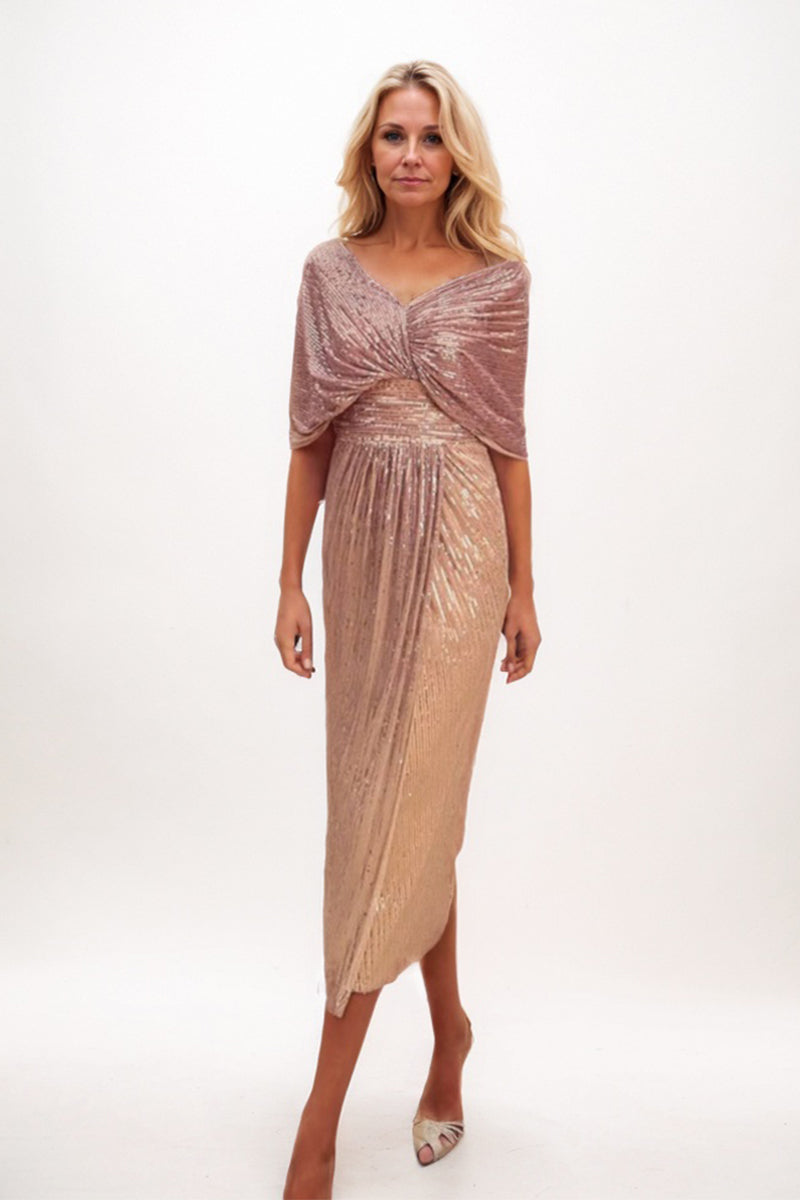 A-line Midi Sequined Mother Dress CM0225