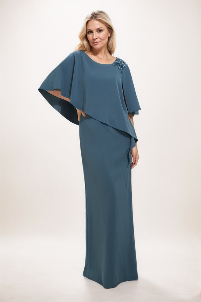 Sheath-Column Maxi Stretch Crepe Mother Dress CM0236