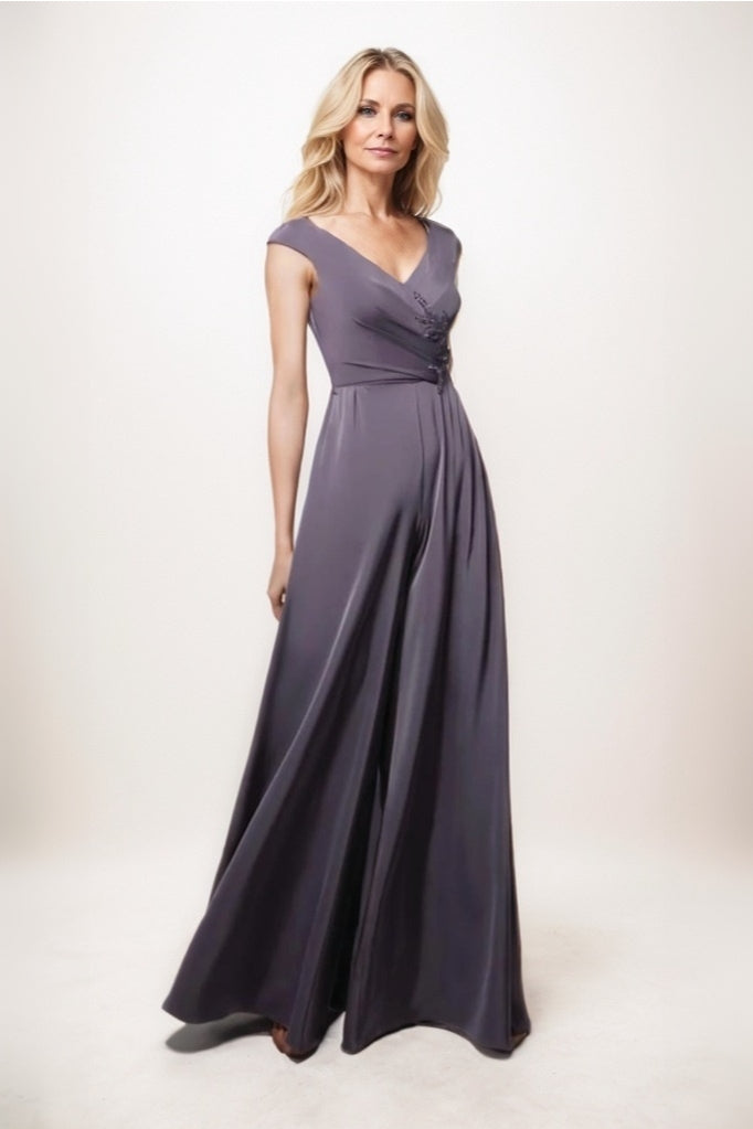 Jumpsuit Maxi Luxe Satin Mother Of The Bride Dress CM0278