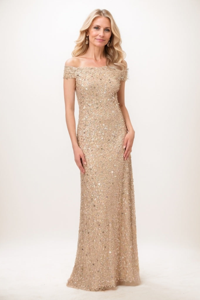 Sheath-Column Maxi Sequined Mother Of The Bride Dress CM0285