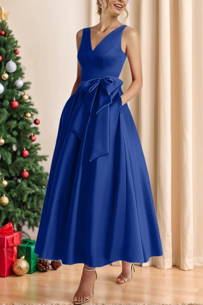 V Neck Sleeveless Ankle-Length Mother Of The Bride Dresses CM0331