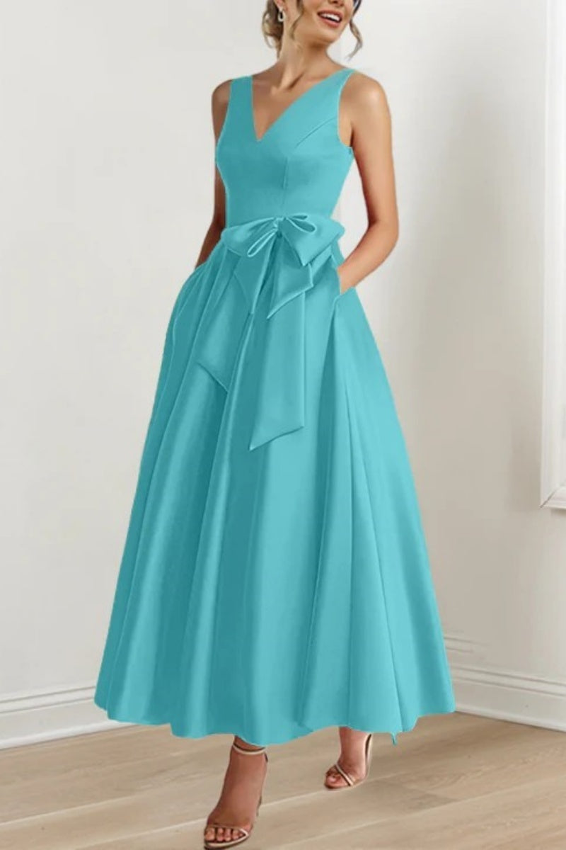 V Neck Sleeveless Ankle-Length Mother Of The Bride Dresses CM0331