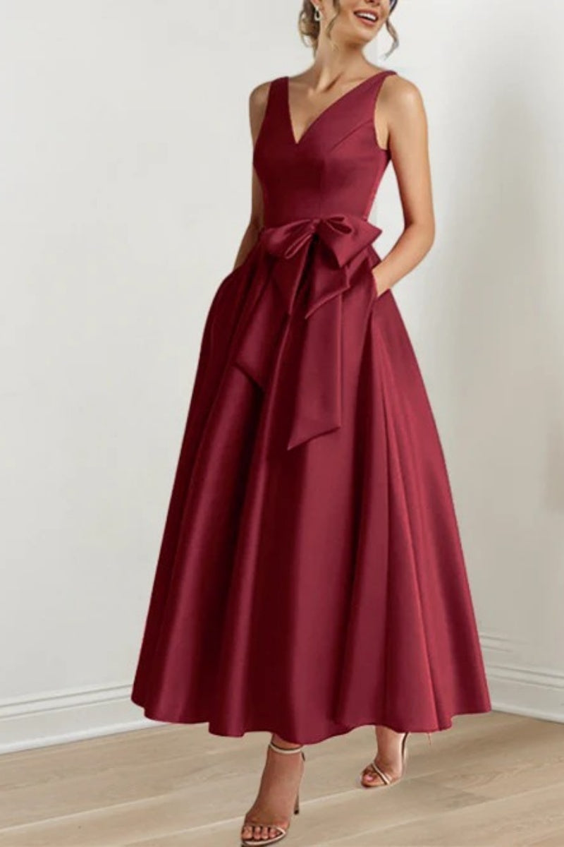 V Neck Sleeveless Ankle-Length Mother Of The Bride Dresses CM0331