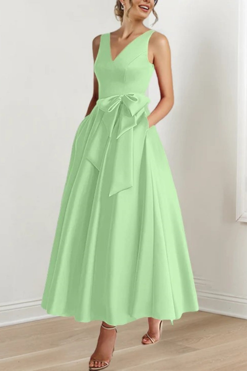 V Neck Sleeveless Ankle-Length Mother Of The Bride Dresses CM0331