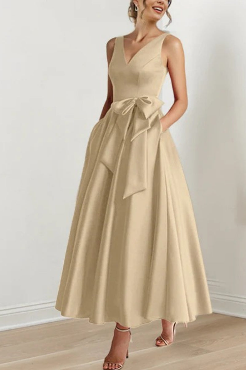 V Neck Sleeveless Ankle-Length Mother Of The Bride Dresses CM0331