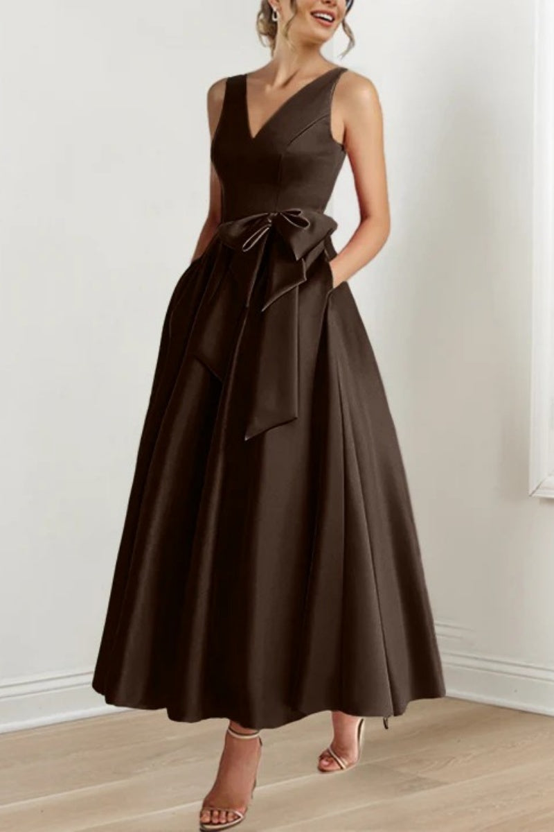 V Neck Sleeveless Ankle-Length Mother Of The Bride Dresses CM0331