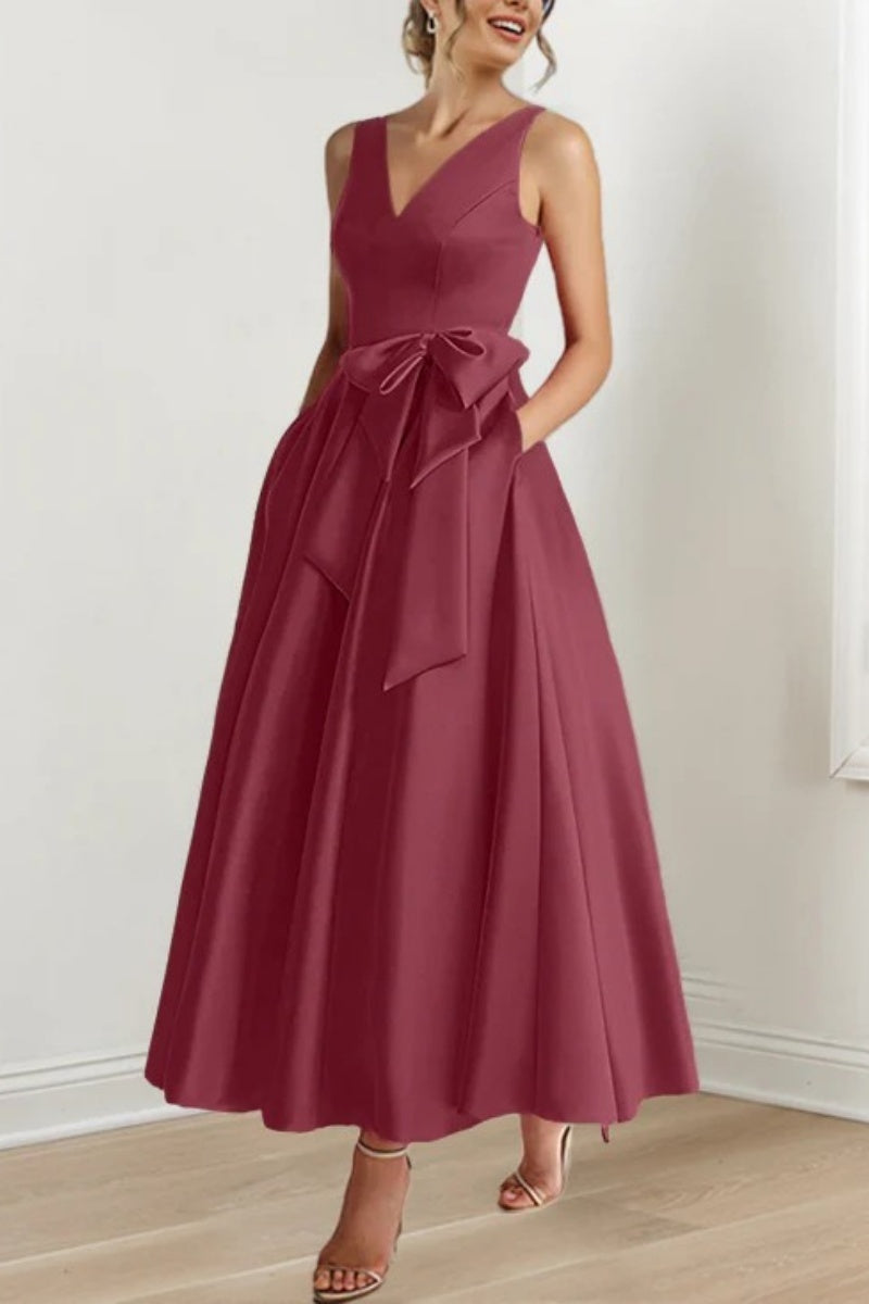 V Neck Sleeveless Ankle-Length Mother Of The Bride Dresses CM0331