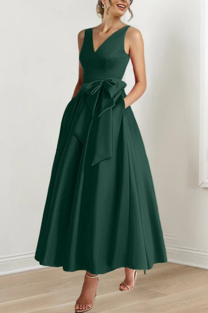 V Neck Sleeveless Ankle-Length Mother Of The Bride Dresses CM0331