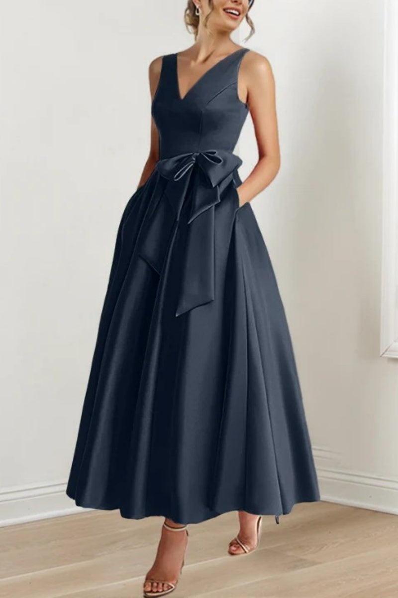 V Neck Sleeveless Ankle-Length Mother Of The Bride Dresses CM0331