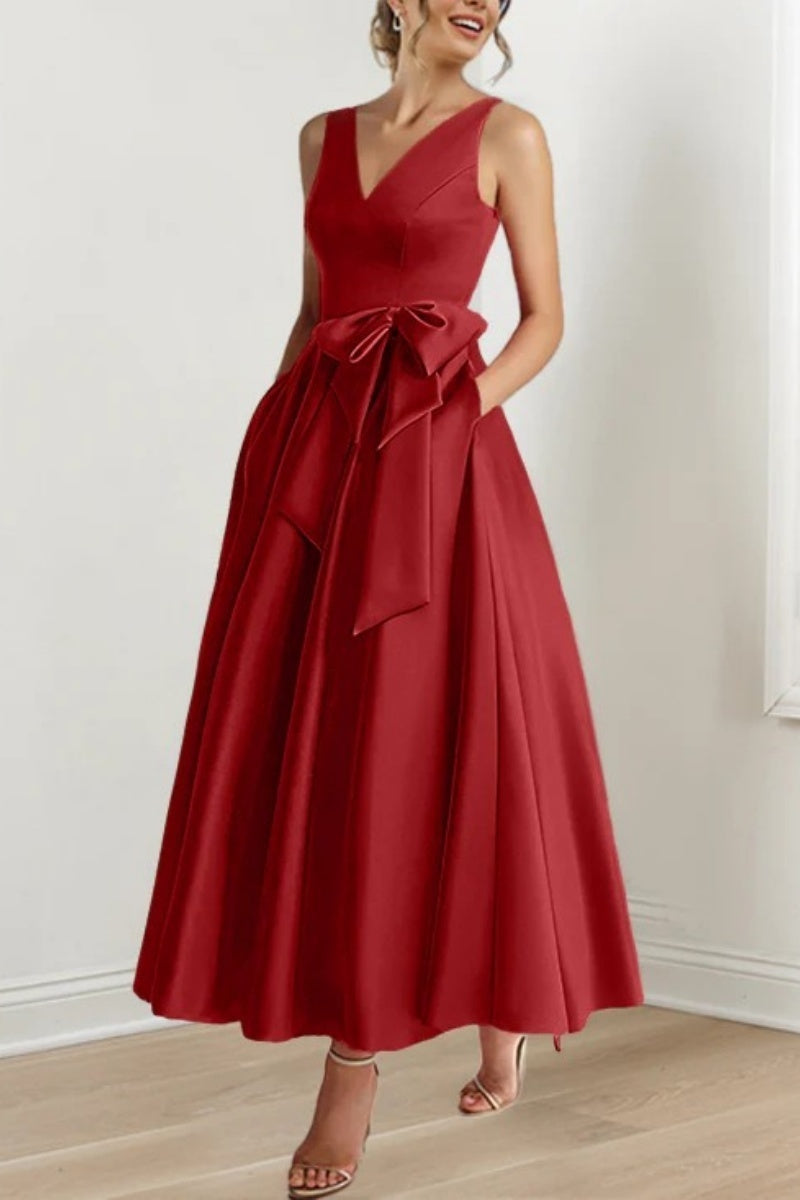 V Neck Sleeveless Ankle-Length Mother Of The Bride Dresses CM0331