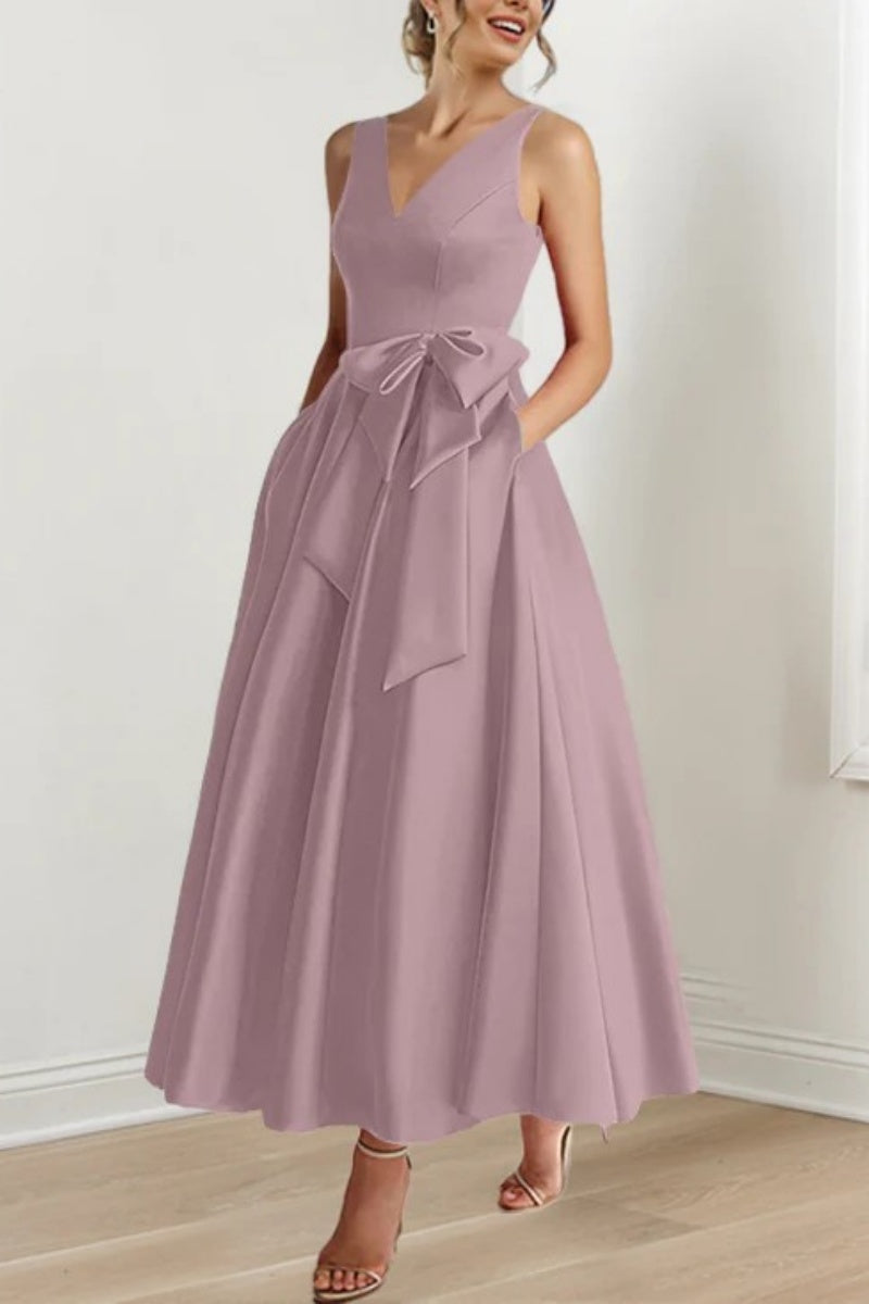 V Neck Sleeveless Ankle-Length Mother Of The Bride Dresses CM0331