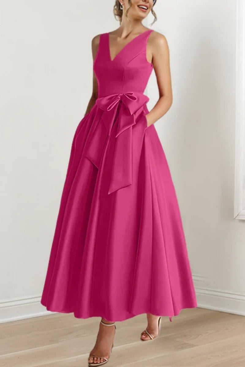 V Neck Sleeveless Ankle-Length Mother Of The Bride Dresses CM0331