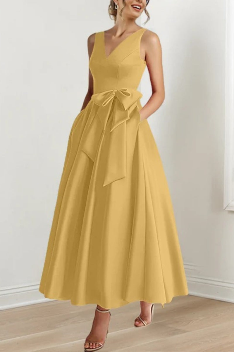 V Neck Sleeveless Ankle-Length Mother Of The Bride Dresses CM0331