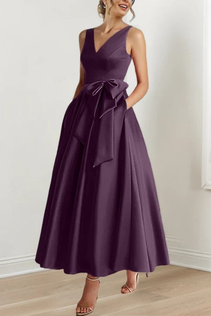 V Neck Sleeveless Ankle-Length Mother Of The Bride Dresses CM0331