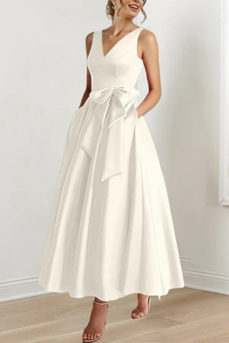 V Neck Sleeveless Ankle-Length Mother Of The Bride Dresses CM0331