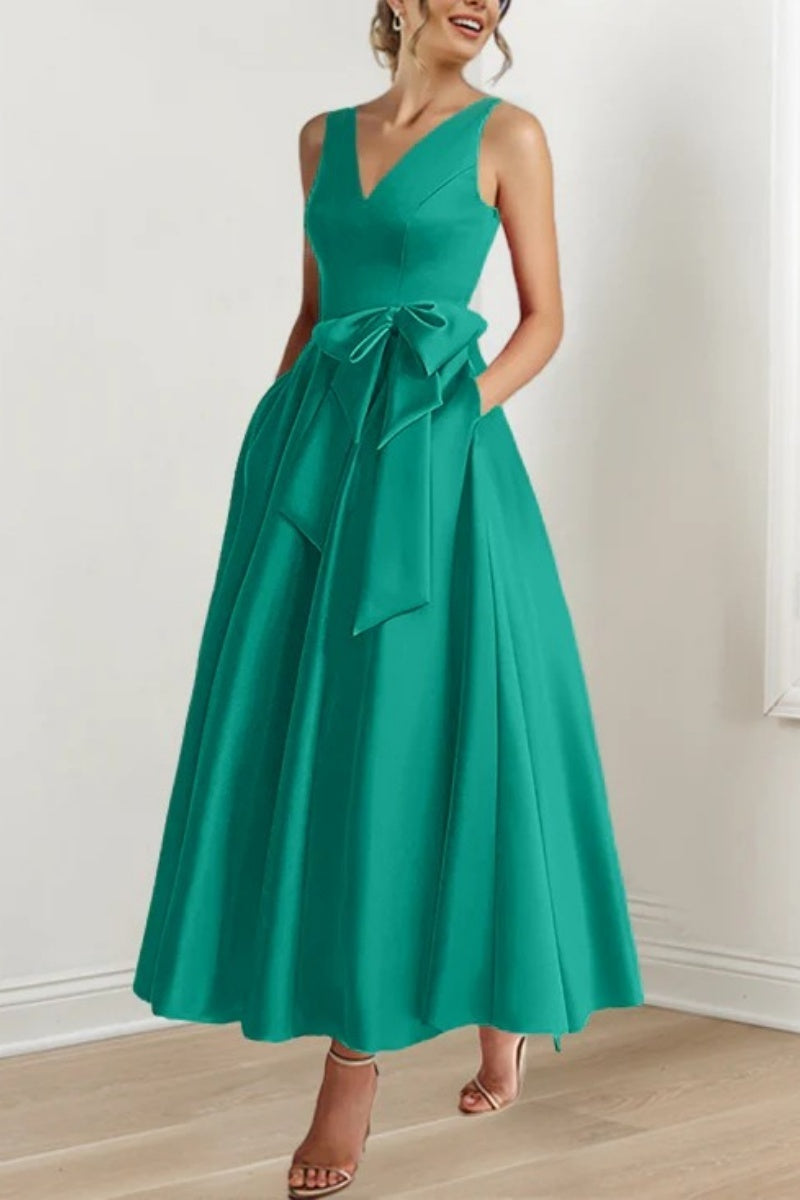 V Neck Sleeveless Ankle-Length Mother Of The Bride Dresses CM0331