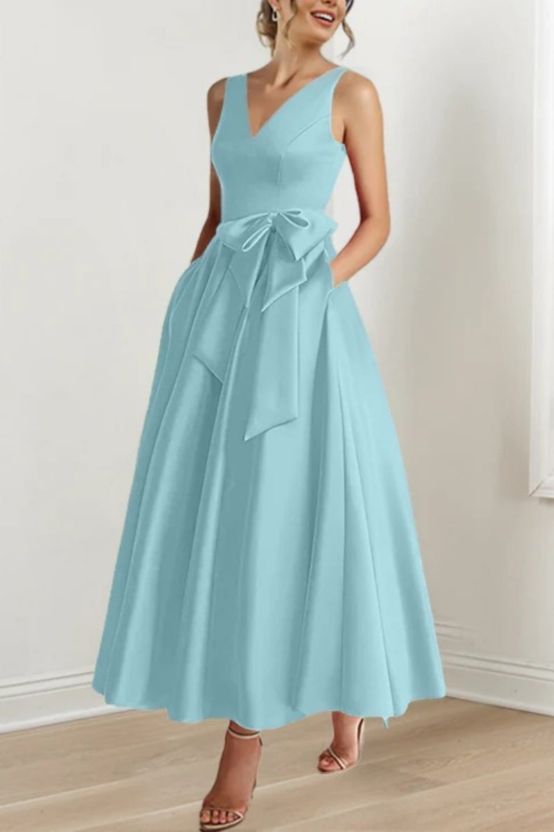 V Neck Sleeveless Ankle-Length Mother Of The Bride Dresses CM0331