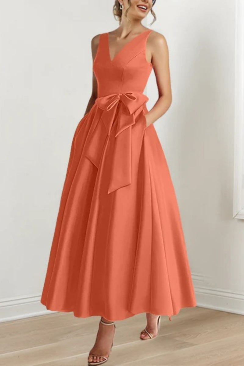 V Neck Sleeveless Ankle-Length Mother Of The Bride Dresses CM0331