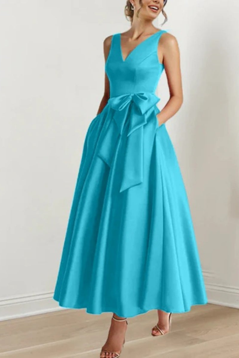 V Neck Sleeveless Ankle-Length Mother Of The Bride Dresses CM0331