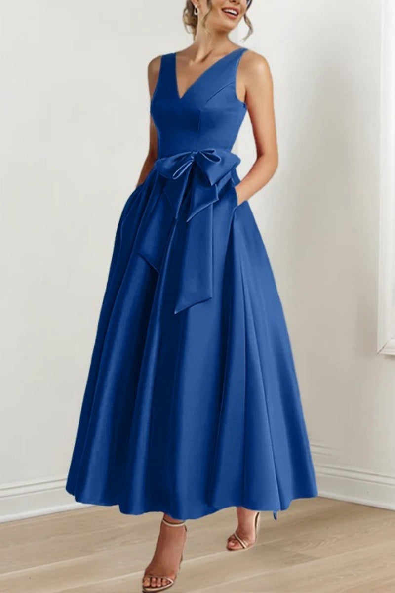 V Neck Sleeveless Ankle-Length Mother Of The Bride Dresses CM0331