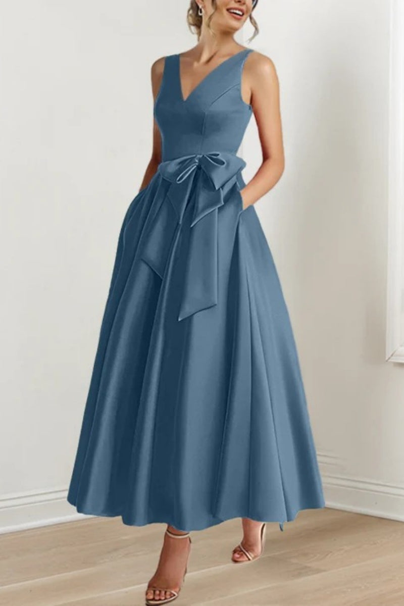 V Neck Sleeveless Ankle-Length Mother Of The Bride Dresses CM0331