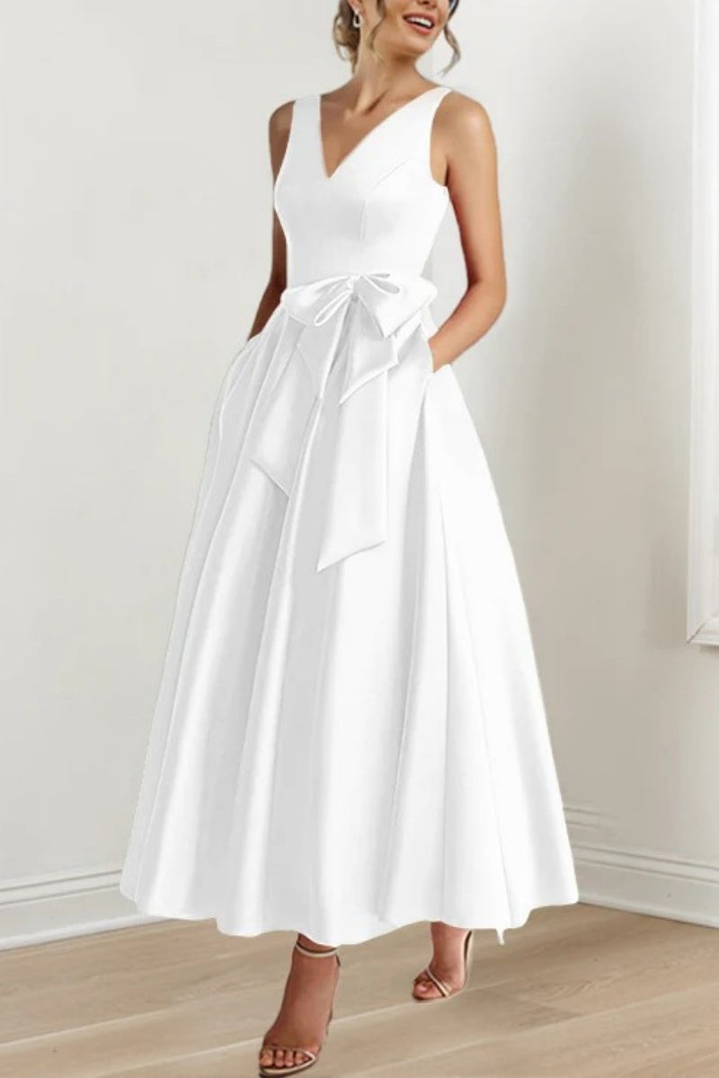 V Neck Sleeveless Ankle-Length Mother Of The Bride Dresses CM0331