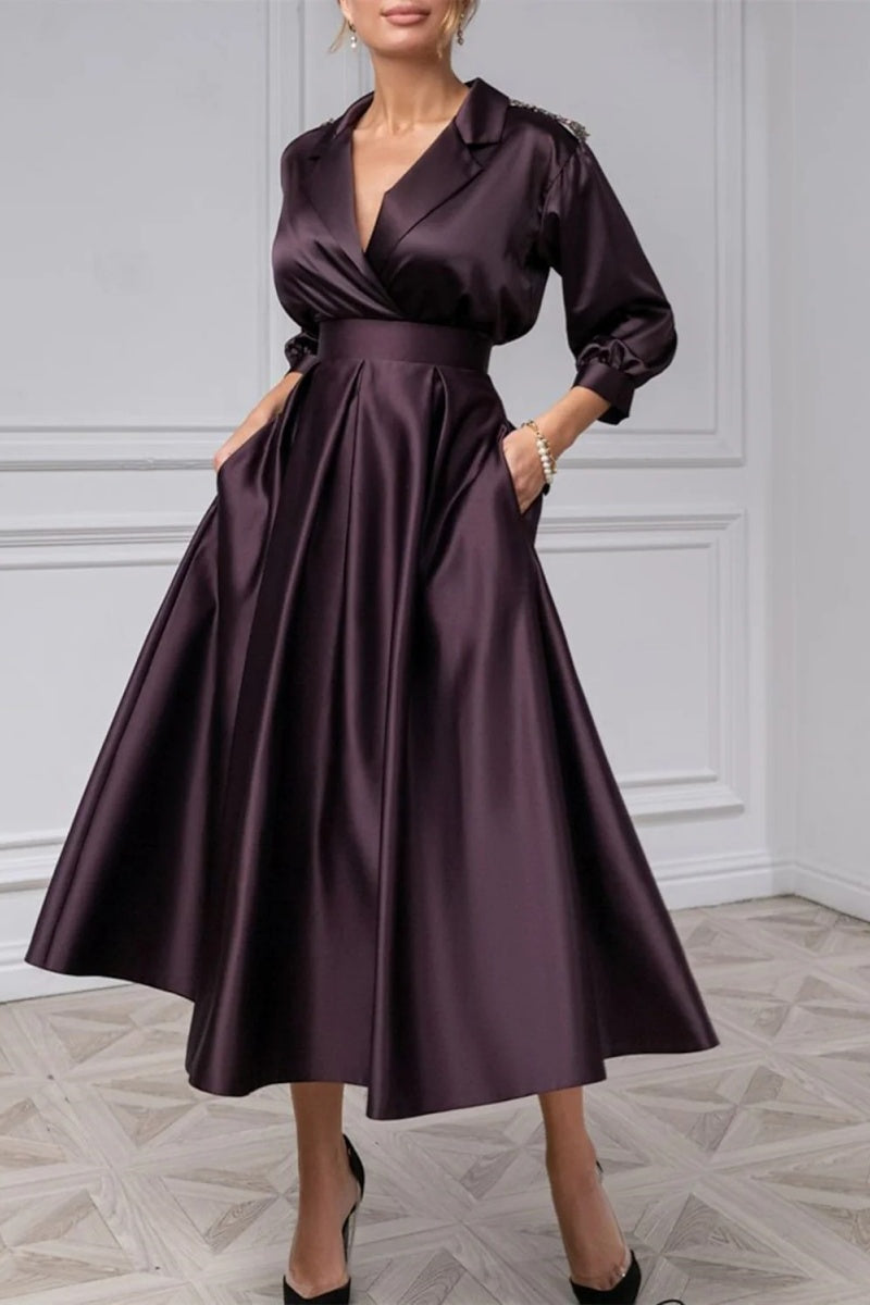 A Line Princess V Neck 3/4 Sleeves Mother Of The Bride Dresses CM0360