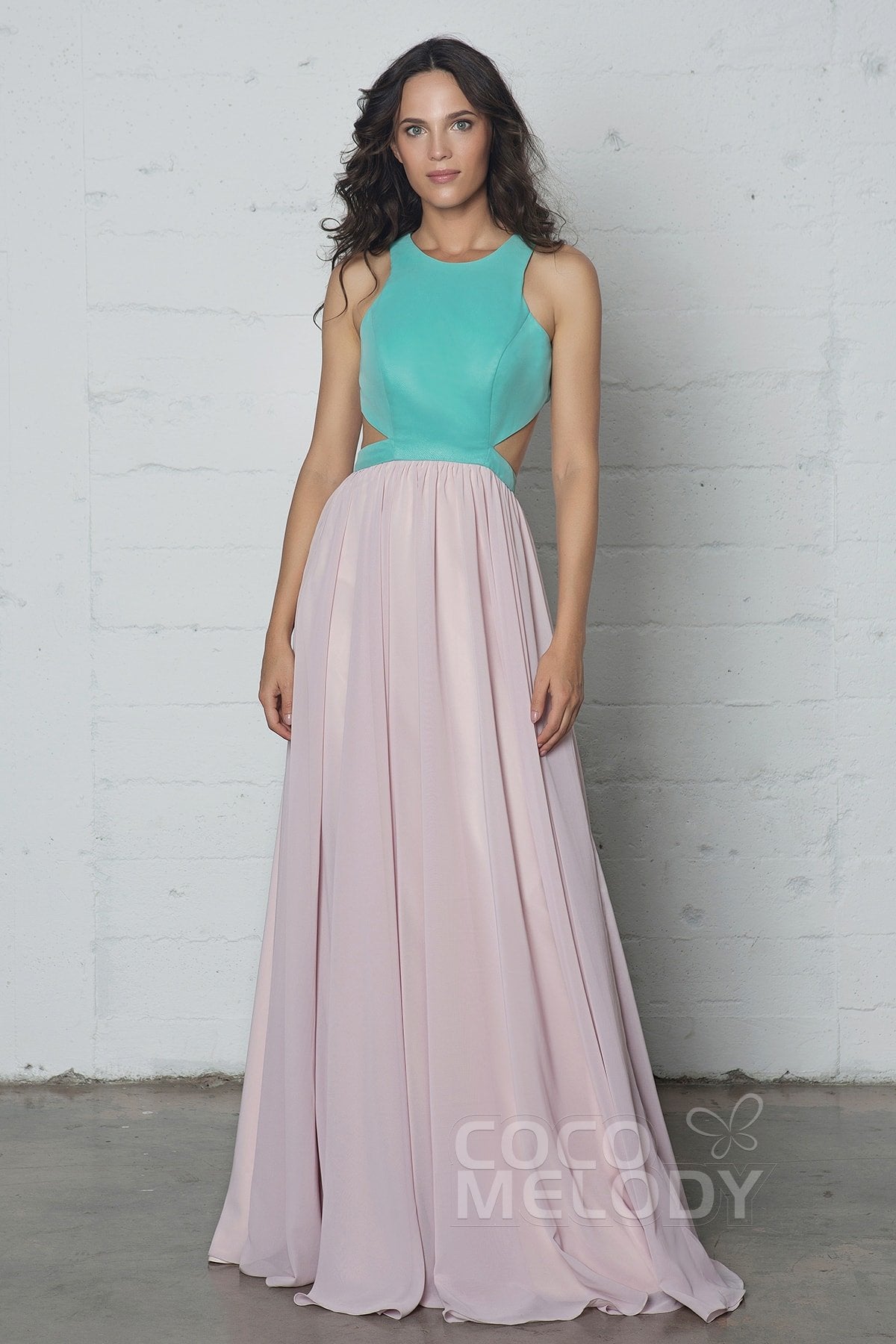 Sheath-Column Floor Length Chiffon Dress COZF17004