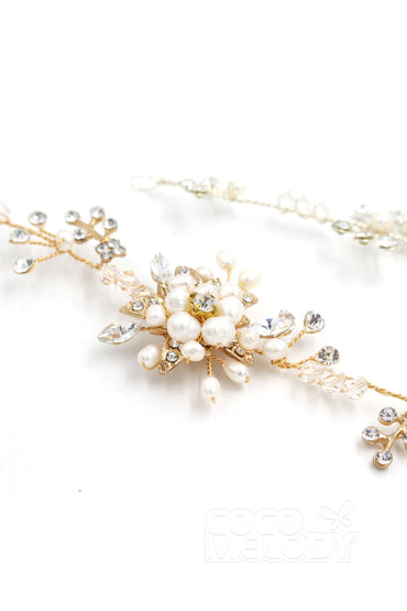 Alloy Wedding Bracelets with Pearl and Crystals CQ0033