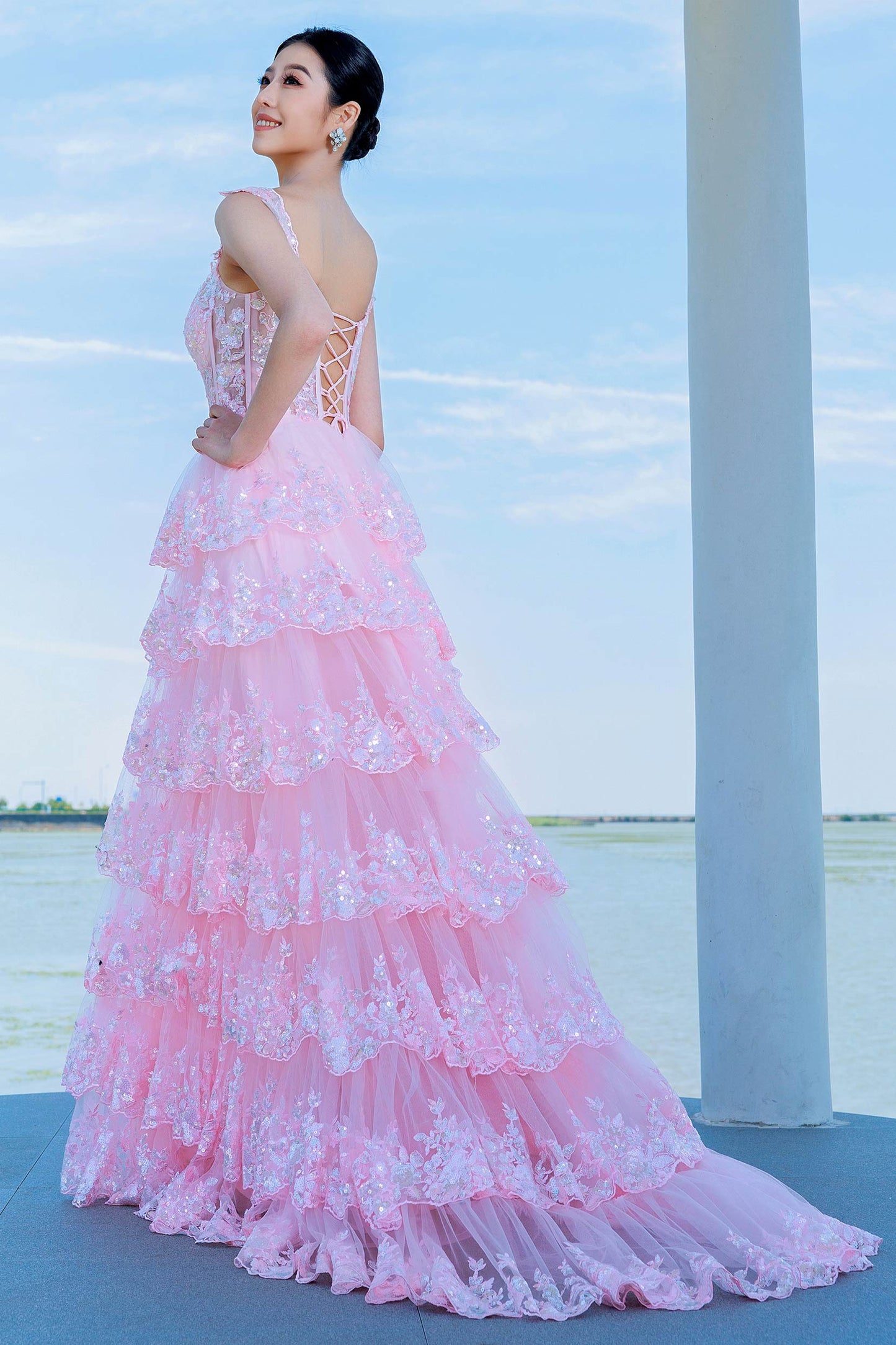 Ball Gown Sweep-Brush Train Tulle Prom Dress CS0481