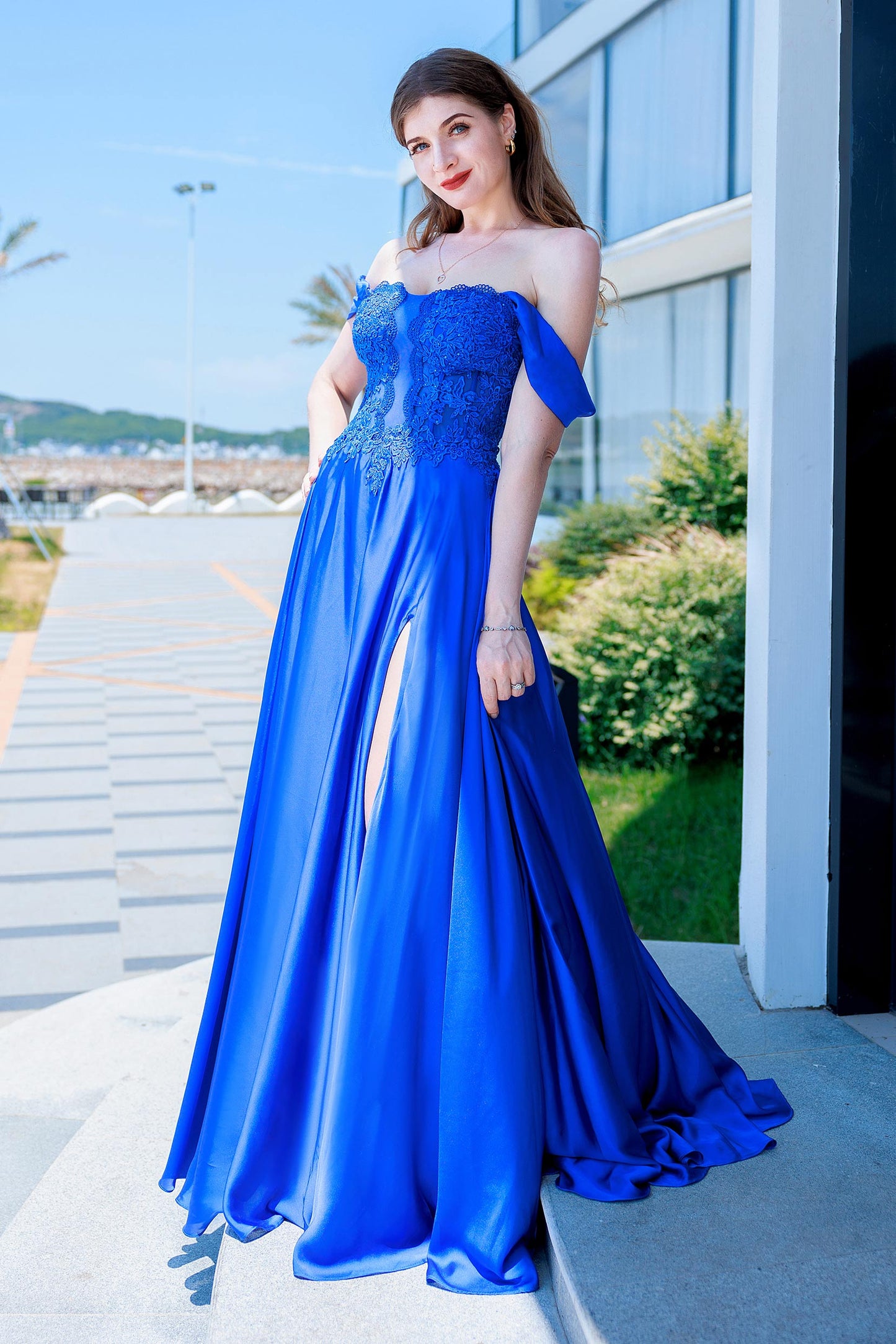 A-Line Floor Length Forged Chiffon Prom Dress CS0485