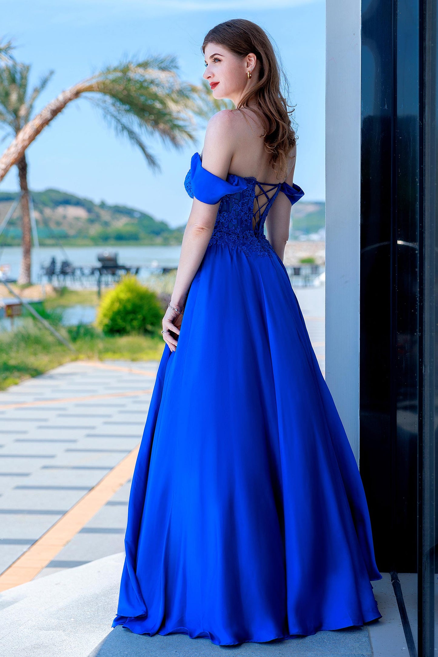 A-Line Floor Length Forged Chiffon Prom Dress CS0485