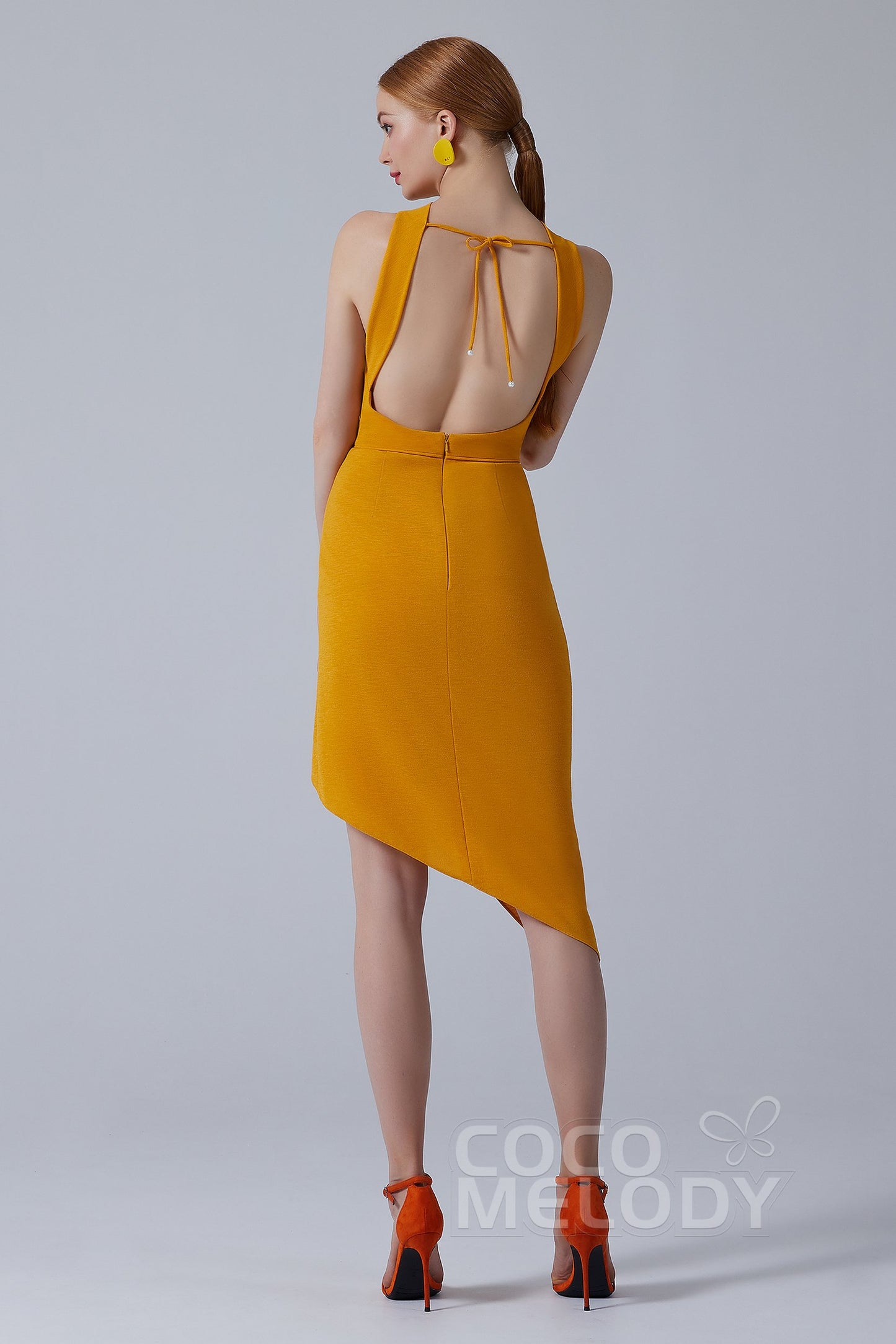Asymmetrical Short-Mini Twisted Silk Fabric Dress CS0209