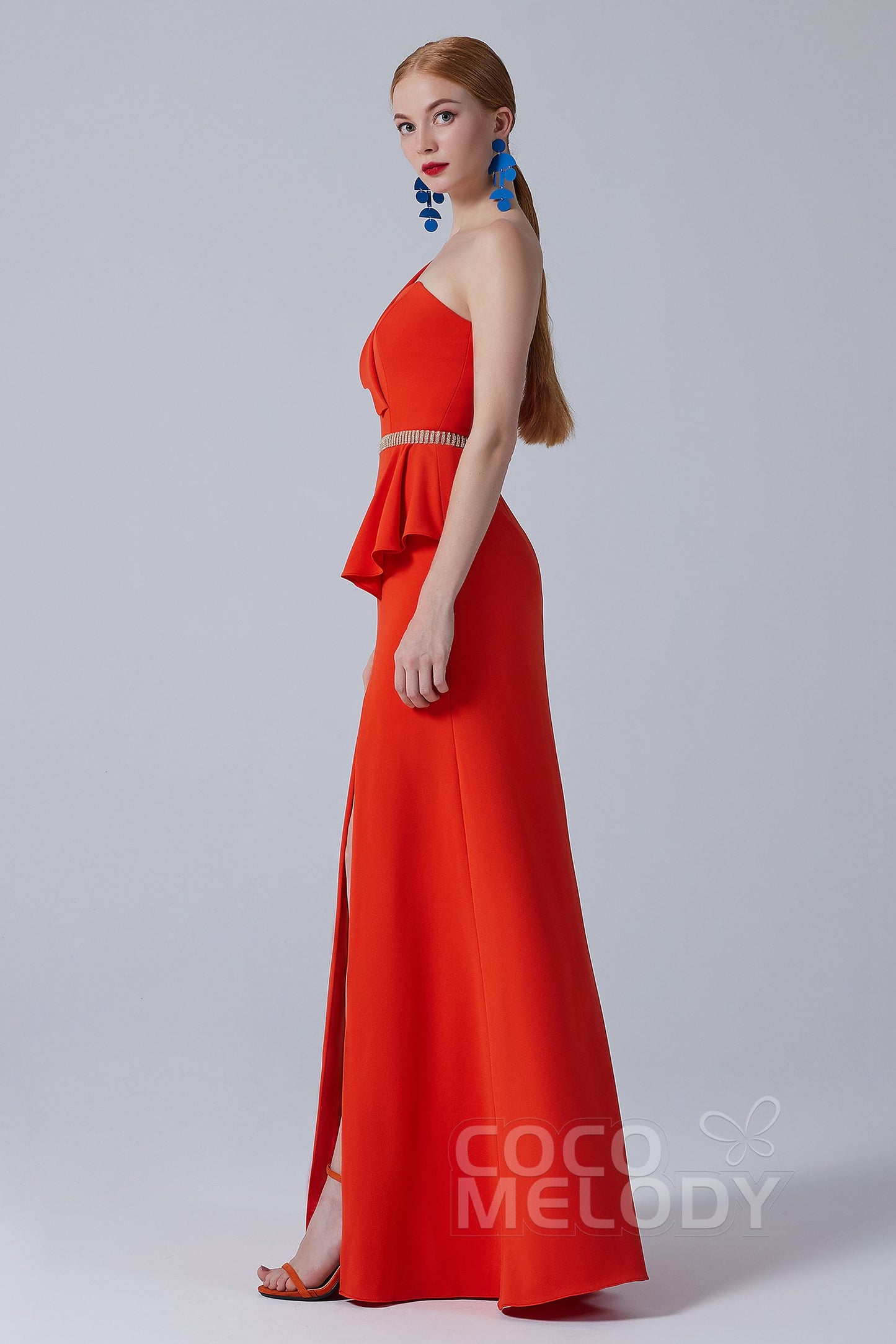 Sheath-Column Floor Length Twisted Silk Fabric Dress CS0215