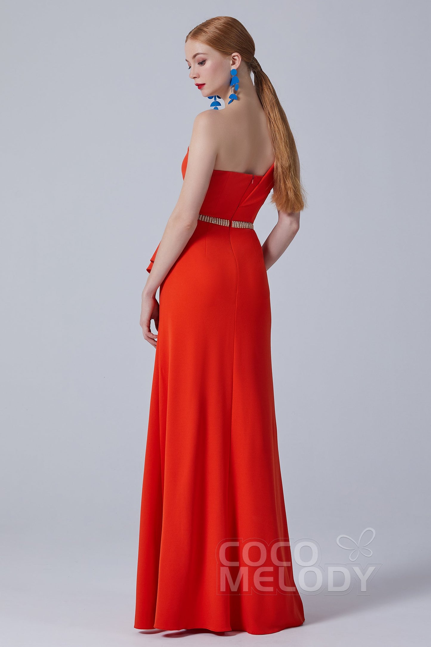 Sheath-Column Floor Length Twisted Silk Fabric Dress CS0215