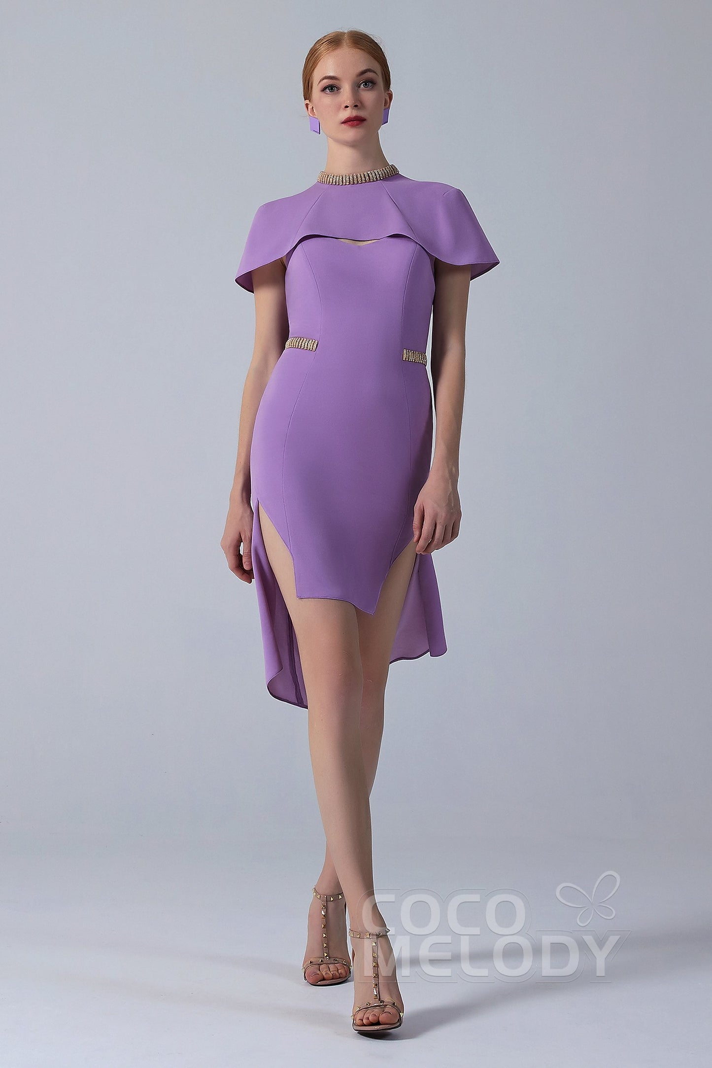 Asymmetrical High-Low Twisted Silk Fabric Dress CS0217