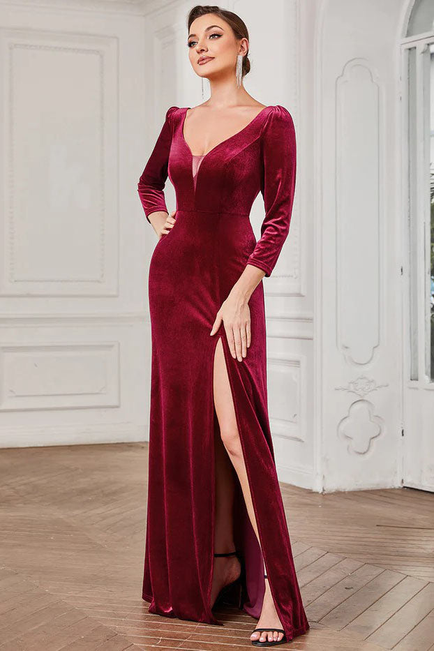 Sheath-Column Floor Length Velvet Dress CS0382