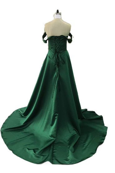 A-Line Chapel Train Satin Prom Dress CS0416