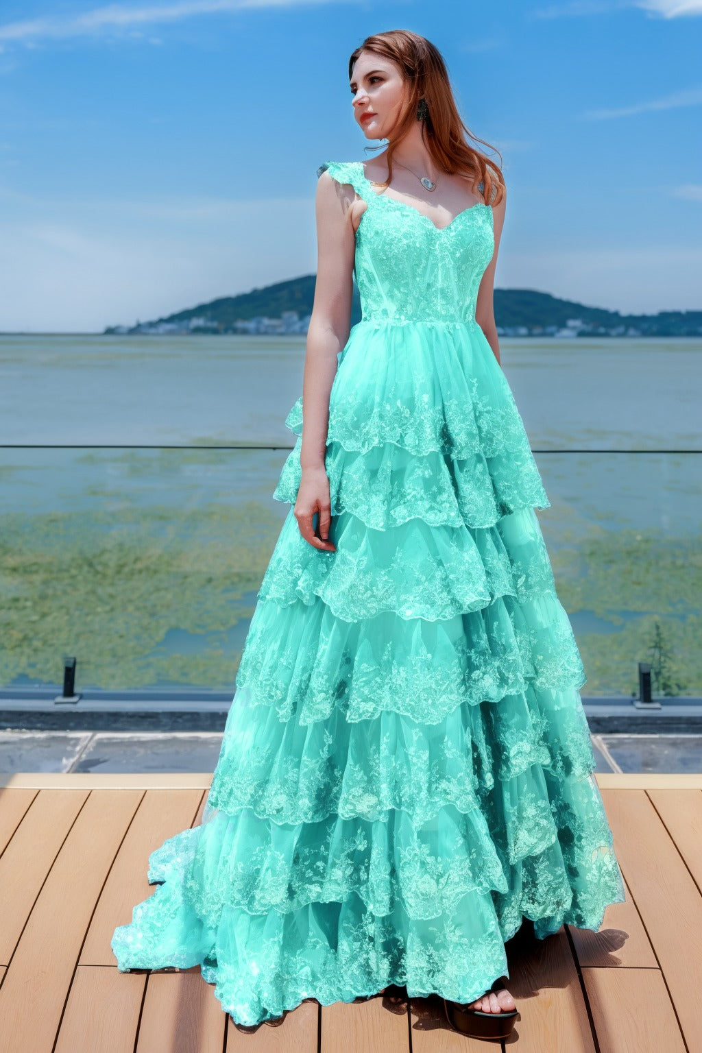 Ball Gown Sweep-Brush Train Tulle Prom Dress CS0481