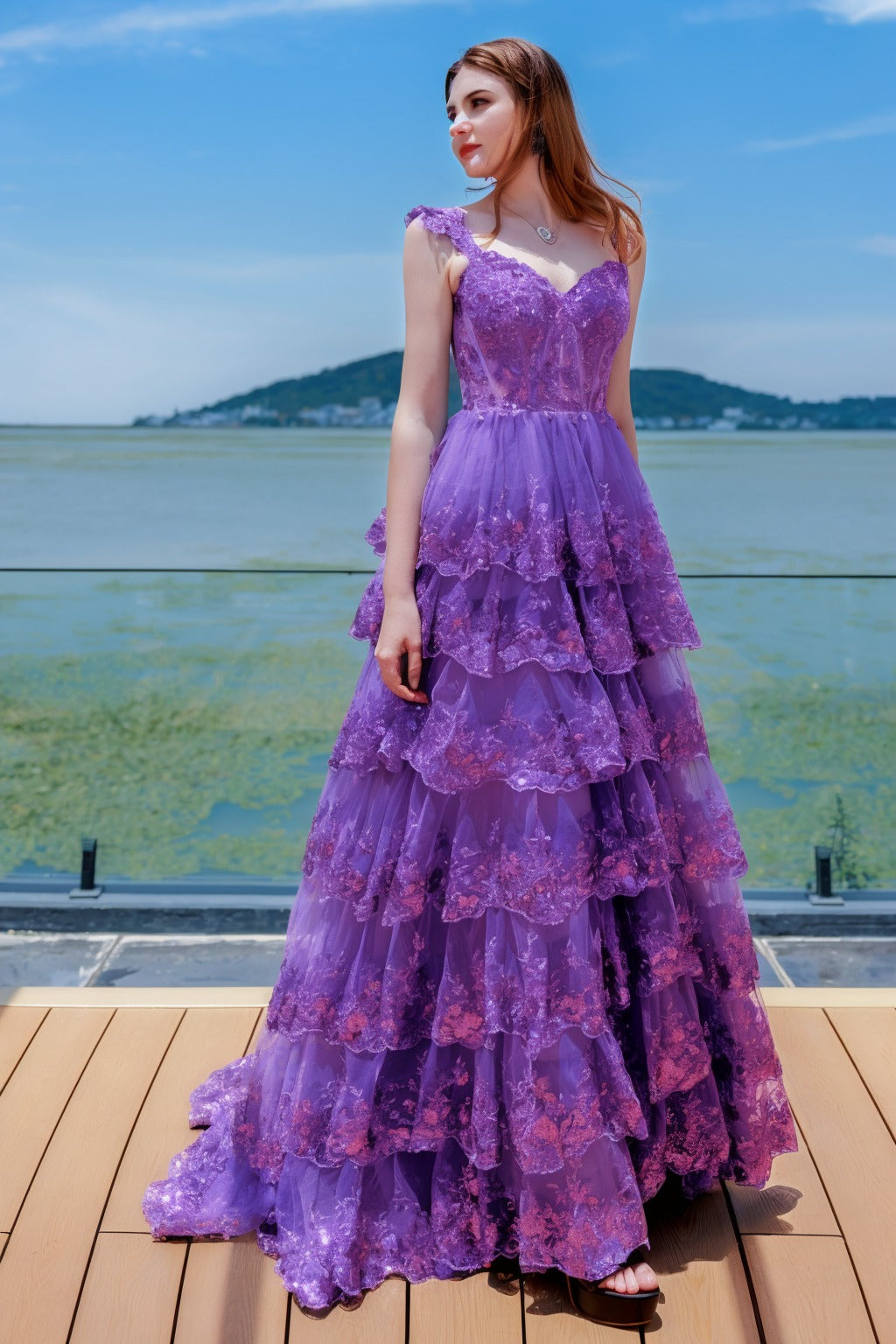 Ball Gown Sweep-Brush Train Tulle Prom Dress CS0481