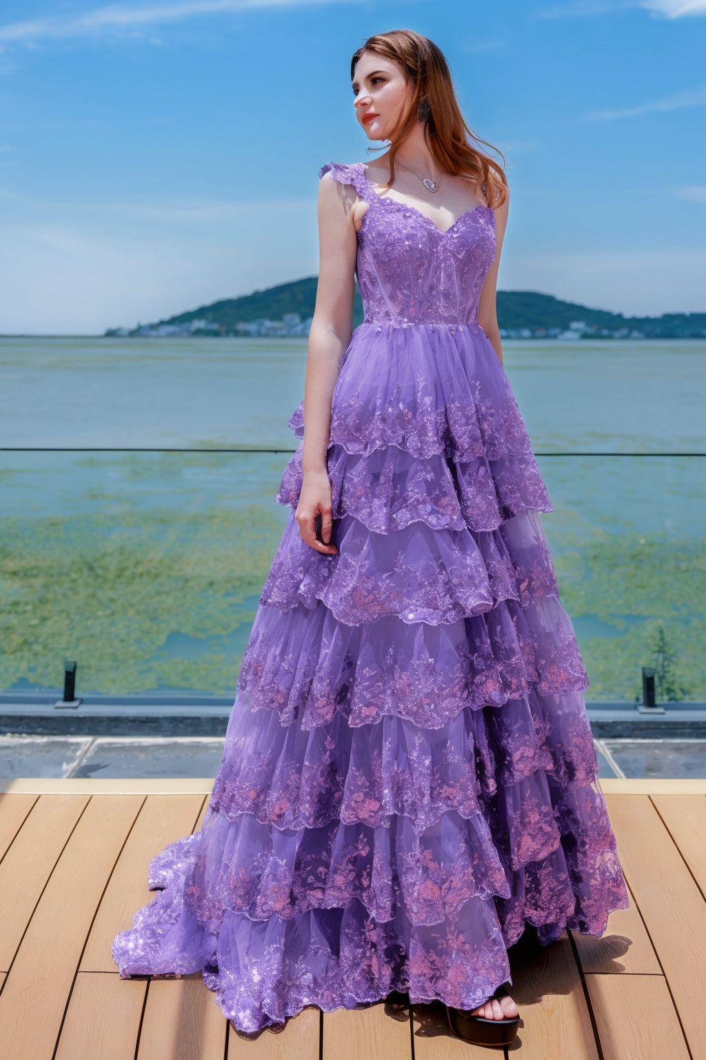 Ball Gown Sweep-Brush Train Tulle Prom Dress CS0481