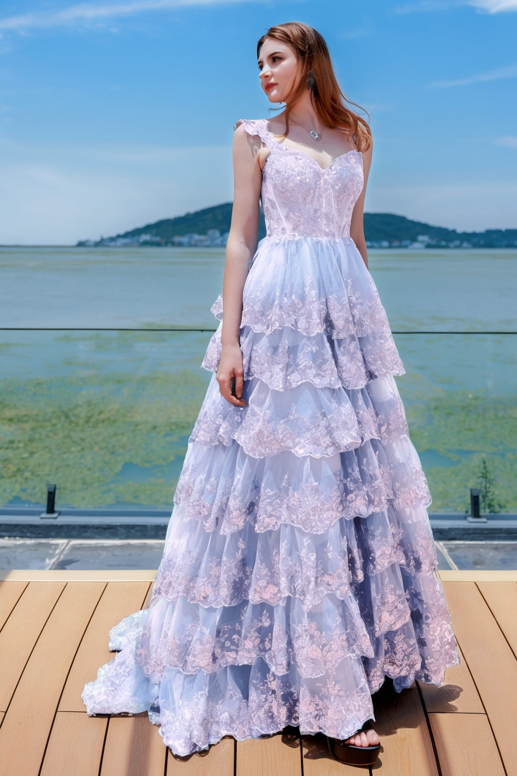 Ball Gown Sweep-Brush Train Tulle Prom Dress CS0481