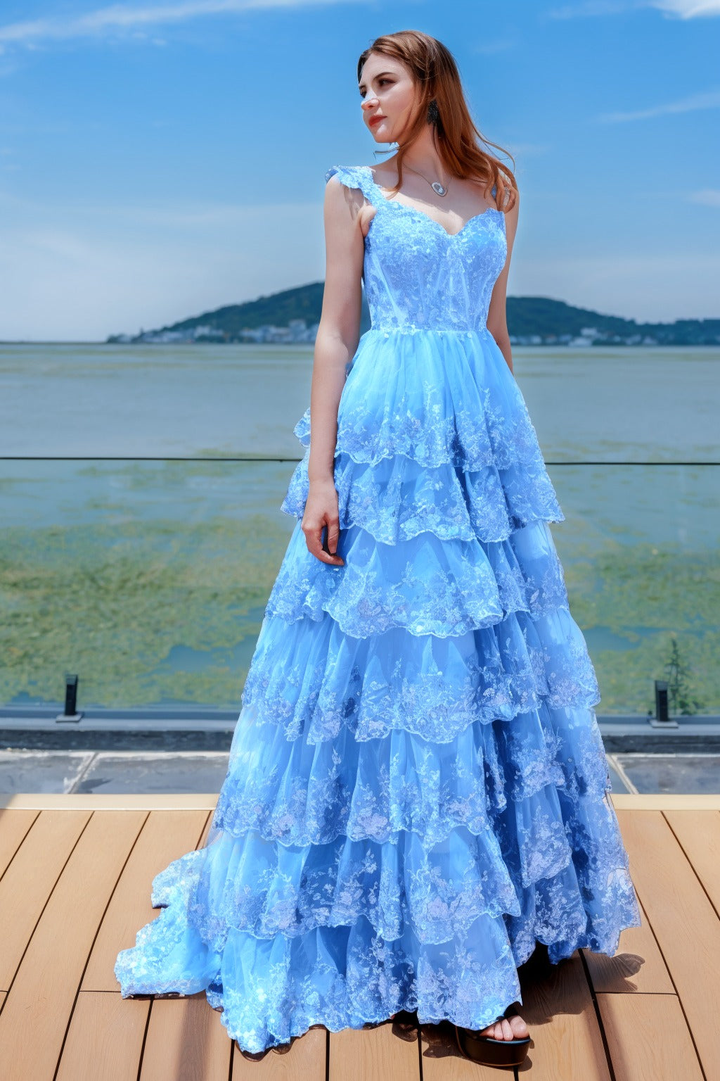 Ball Gown Sweep-Brush Train Tulle Prom Dress CS0481