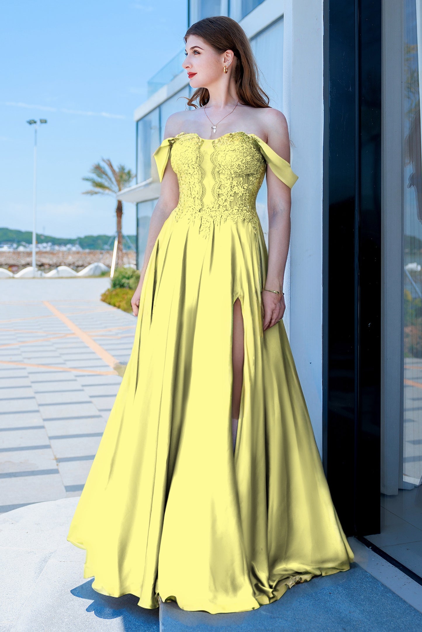 A-Line Floor Length Forged Chiffon Prom Dress CS0485