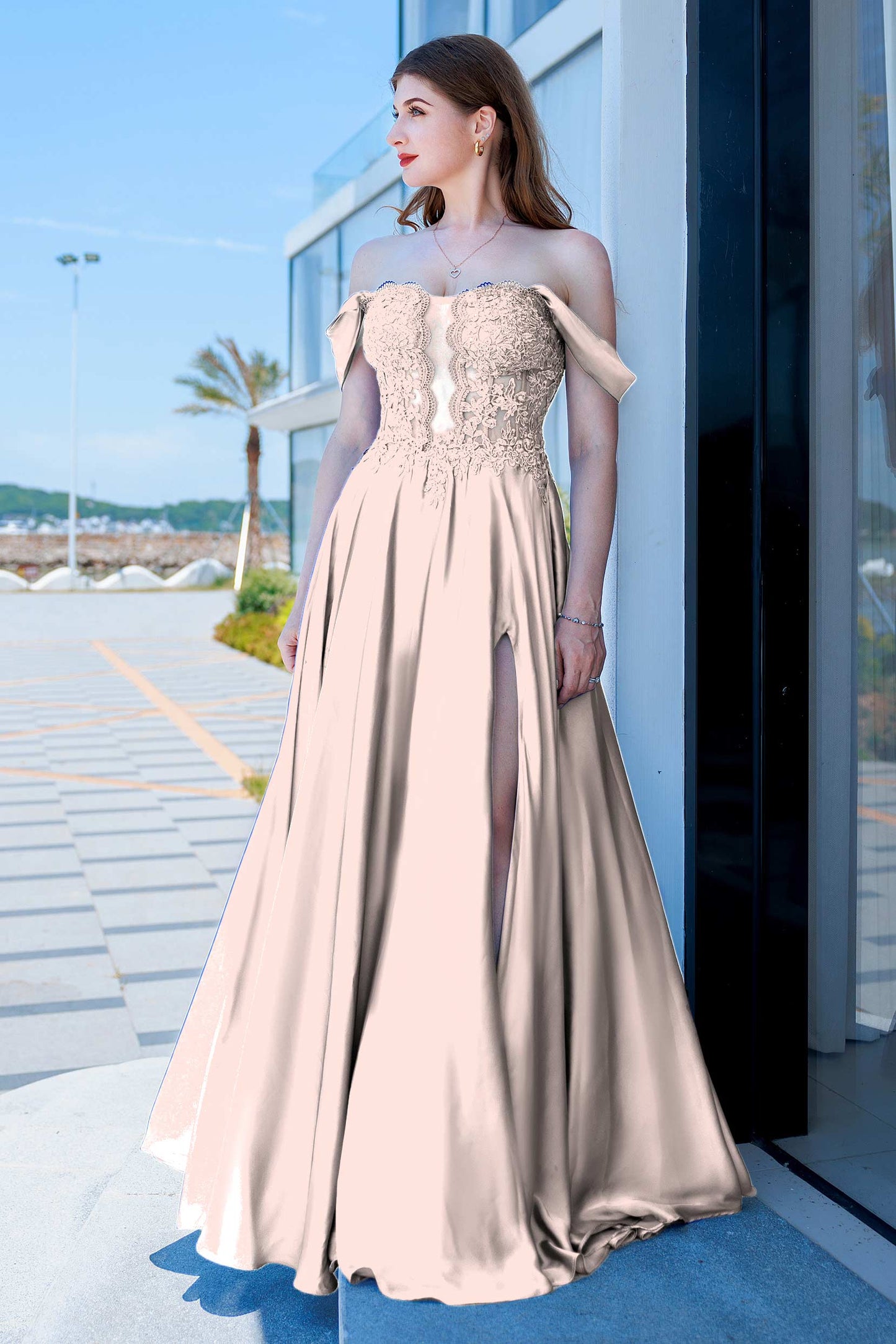 A-Line Floor Length Forged Chiffon Prom Dress CS0485