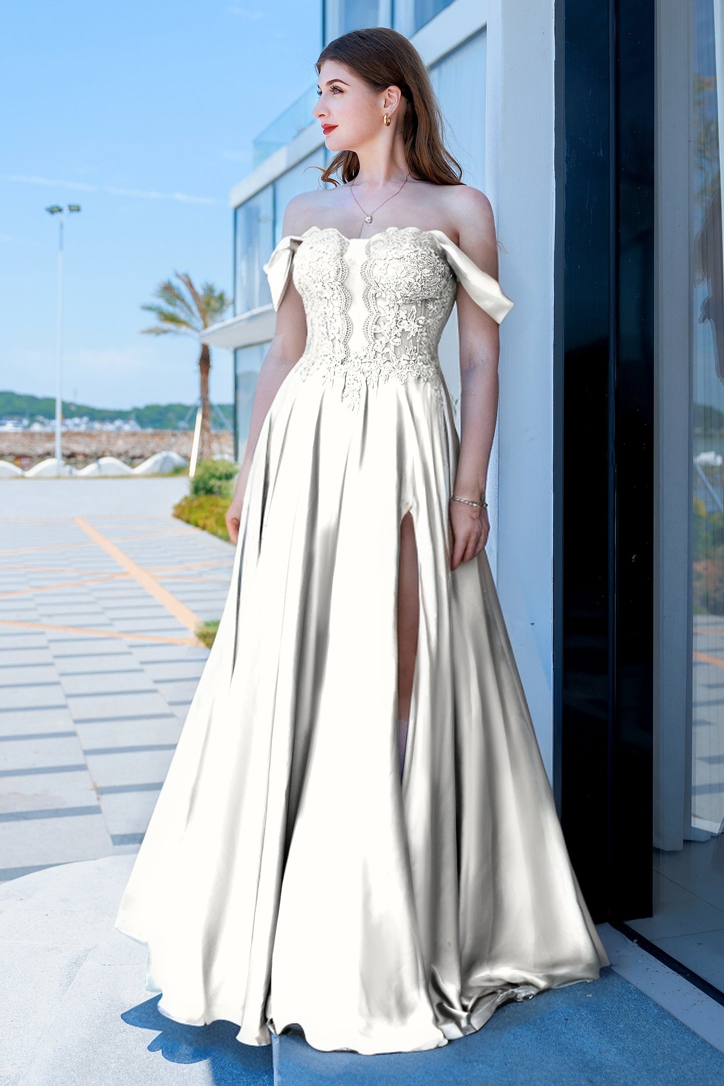 A-Line Floor Length Forged Chiffon Prom Dress CS0485