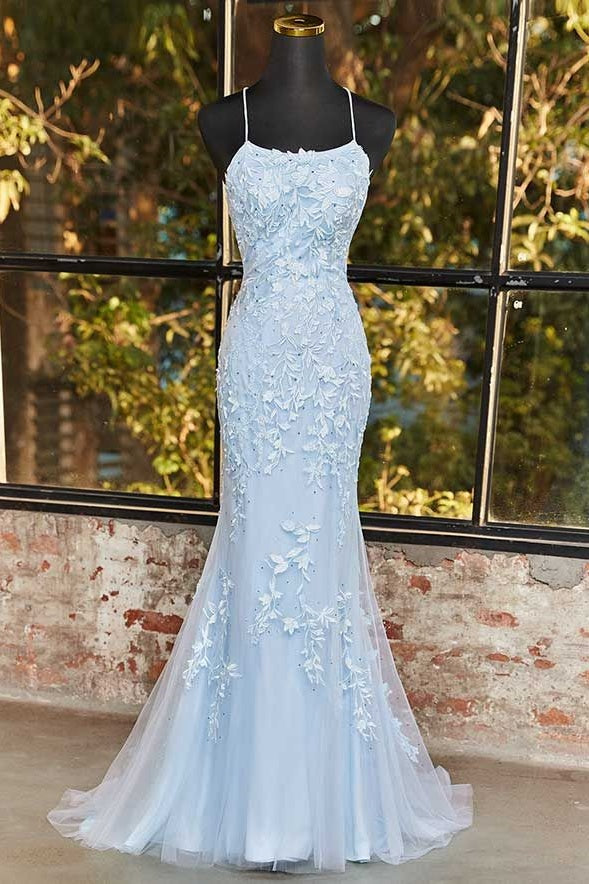 Sheath-Column Floor Length Tulle Prom Dress CS0489