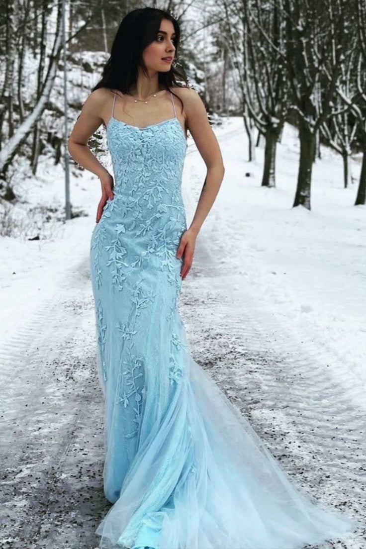 Sheath-Column Floor Length Tulle Prom Dress CS0489