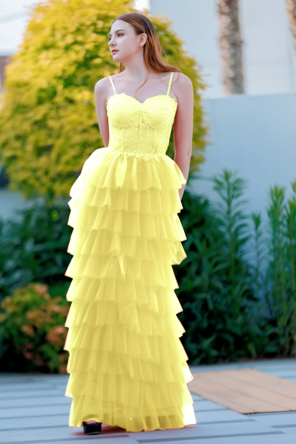 Sheath-Column Floor Length Tulle Prom Dress CS0496