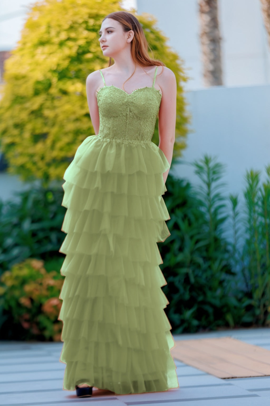 Sheath-Column Floor Length Tulle Prom Dress CS0496